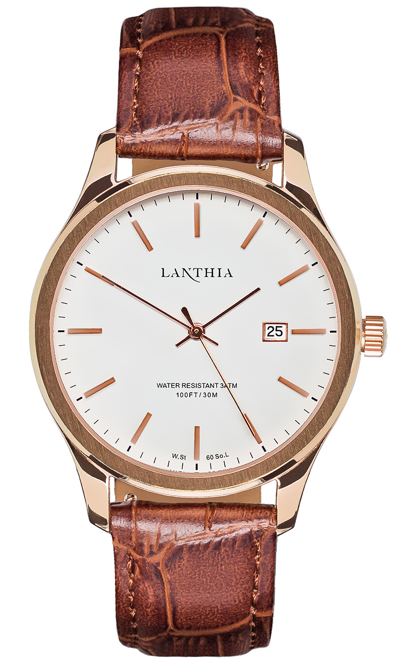 Oligastra 002-1948White, Rose goldwith brown leather strap